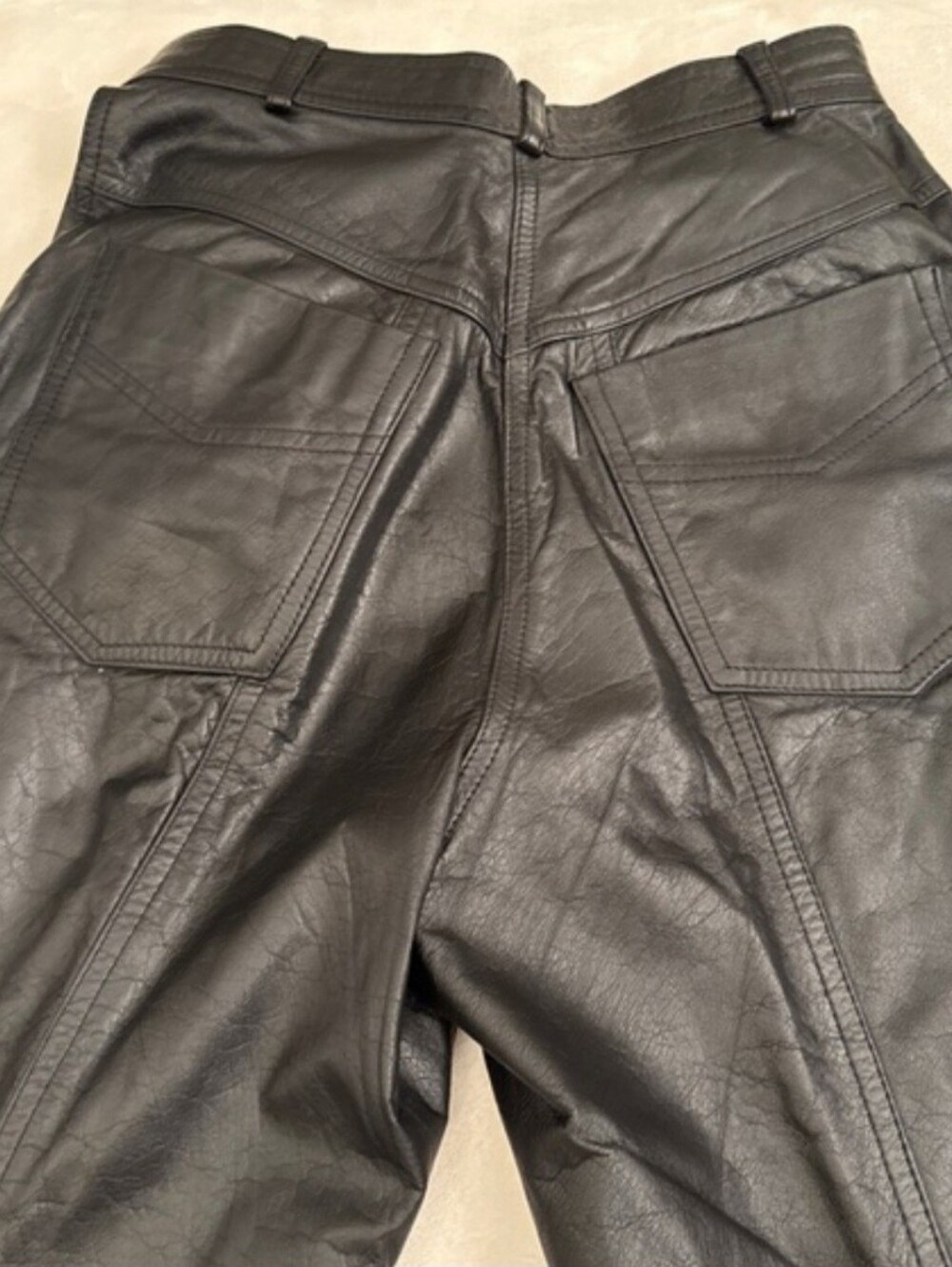 Together Vintage Black High-Rise Straight-Leg Leather Pants - Picture 5 of 7